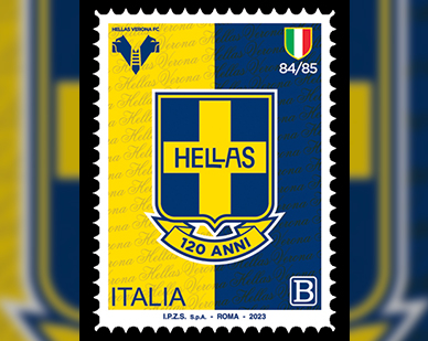 francobollo ordinario appartenente alla serie tematica “lo Sport”, dedicato alla Hellas Verona Football Club